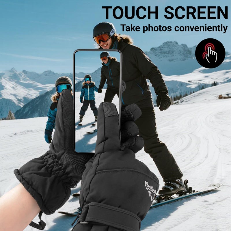 XuoAz Men's Winter Ski Gloves - Waterproof Anti-Slip with Fleece Lined Snowboard Gloves Mittens for Skiing Driving Cycling - Image 3