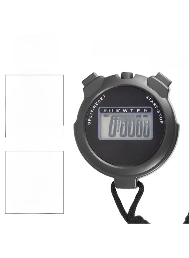 Generic Stopwatch Timer Electronic Stop Watch Two Track Referee Training Fitness Equipment Waterproof XLJ011-Display Accuracy:Black  - Image 1
