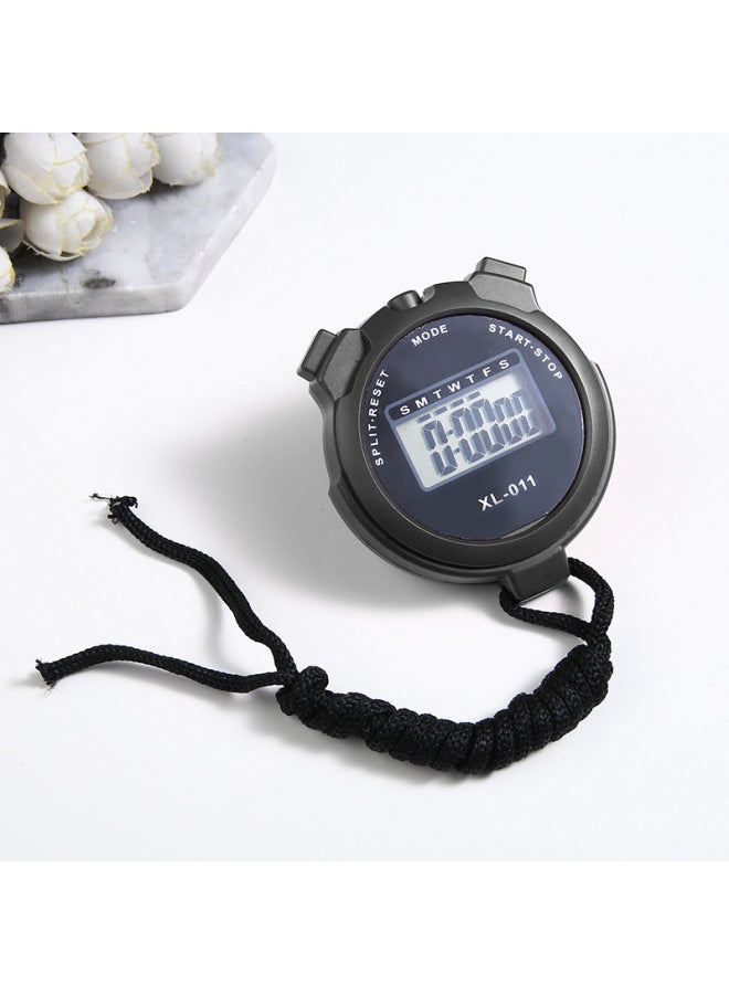 Generic Stopwatch Timer Electronic Stop Watch Two Track Referee Training Fitness Equipment Waterproof XLJ011-Display Accuracy:Black  - Image 3