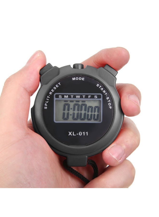Generic Stopwatch Timer Electronic Stop Watch Two Track Referee Training Fitness Equipment Waterproof XLJ011-Display Accuracy:Black  - Image 2