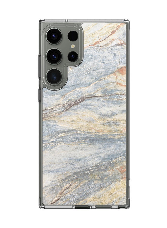 Stylizedd Classic Clear Case for Samsung Galaxy S25 Ultra , Hybrid Soft Case Flexible Edges TPU PC Gel Thin Transparent Cover - Marble Print Grey Classic