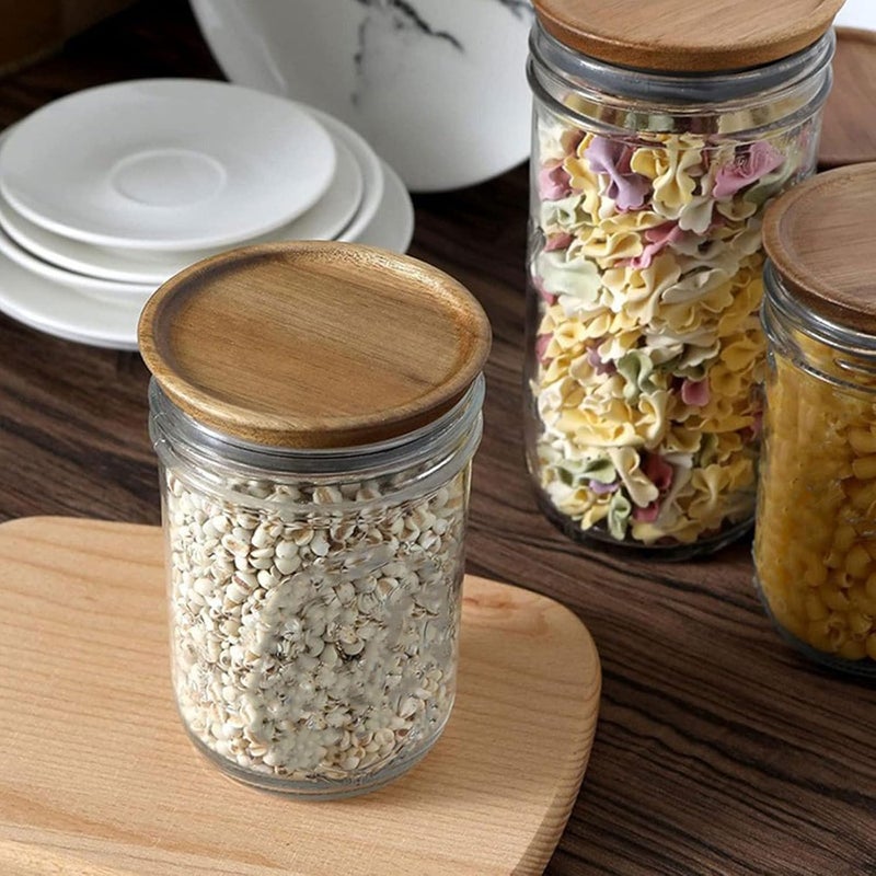 Glass Jar Wooden Lids 70mm with Silicone Seal, 2pcs Reusable Mason Jar Covers, Leak-resistant Storage Lids for Home Canning and Kitchen Bottles - Image 4