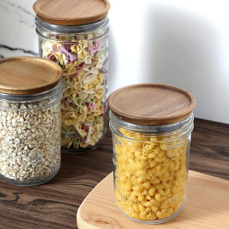 Glass Jar Wooden Lids 70mm with Silicone Seal, 2pcs Reusable Mason Jar Covers, Leak-resistant Storage Lids for Home Canning and Kitchen Bottles - Image 5