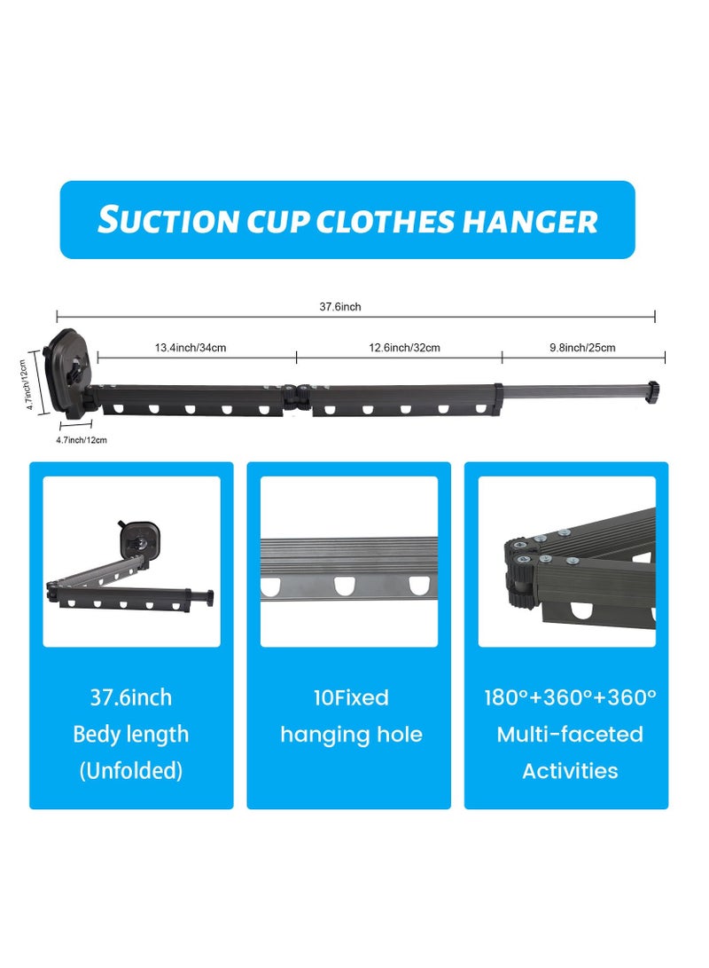 XiuWoo No Driling Clothes Drying Rack Wall Mounted,Laundry Drying Rack Collapsible,360° Space Saving Laundry Hanger Dryer Rack with a Suction Cup,for Outdoor Indoor,Balcony,Bathroom - Image 3