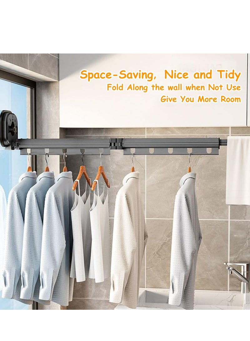 XiuWoo No Driling Clothes Drying Rack Wall Mounted,Laundry Drying Rack Collapsible,360° Space Saving Laundry Hanger Dryer Rack with a Suction Cup,for Outdoor Indoor,Balcony,Bathroom - Image 5