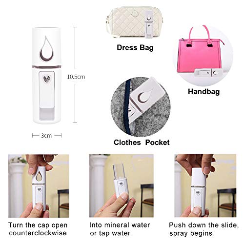 ZOMFOM Nano Facial Steamer Mist Spray Eyelash Extensions Cleaning Pores Water SPA Moisturizing Hydrating Face Sprayer USB Rechargeable Mini Beauty Device (Pink) - Image 3