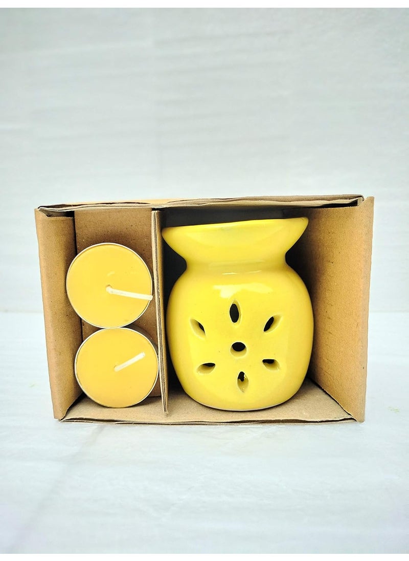 homedecor anurudh homedecor bharti Ceramic Aroma Diffuser Yellow Jasmine Oil 10ml Gift Set  - Image 1