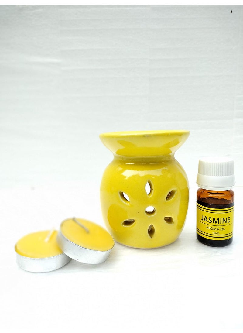 homedecor anurudh homedecor bharti Ceramic Aroma Diffuser Yellow Jasmine Oil 10ml Gift Set  - Image 2