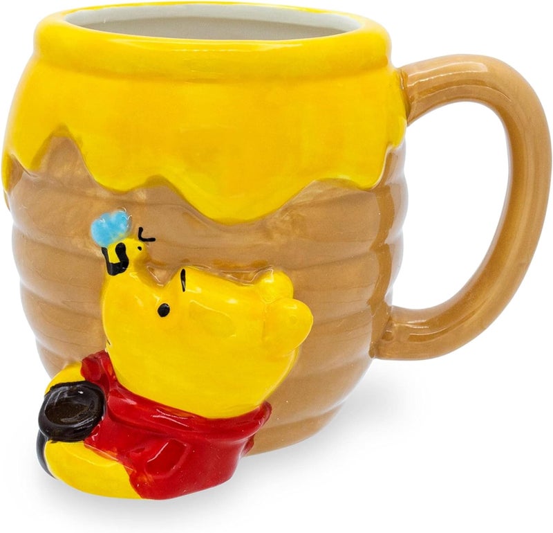 Silver Buffalo Winnie the Pooh Honey Hunny Pot Ceramic 3D Sculpted Coffee Mug 23 Ounces