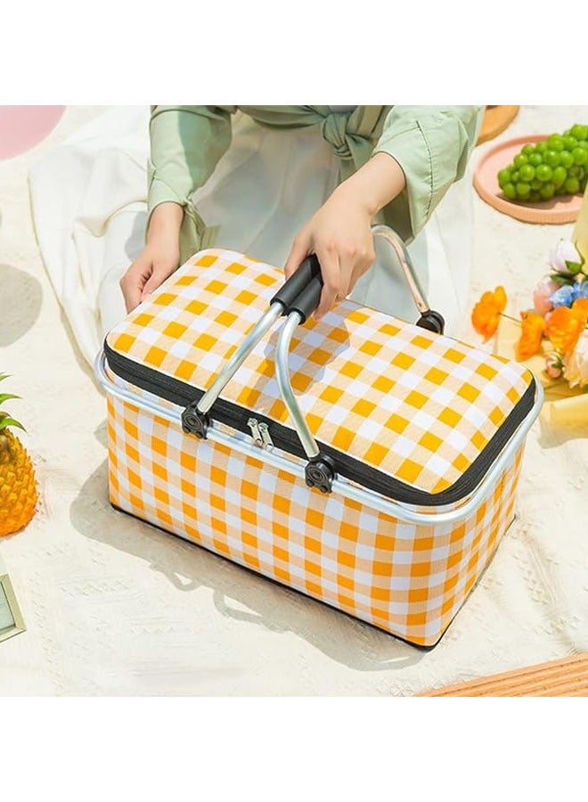 Arabest حقيبة نزهة، سلة نزهة قابلة للطي معزولة، مبرد وسخان، مقاومة للتسرب مع مقبضين وسهلة الحمل للنزهات الخارجية، التسوق، الشواء، الحفلات، التخييم، السفر إلى الشاطئ (43 * 23 * 23 سم) - Image 1