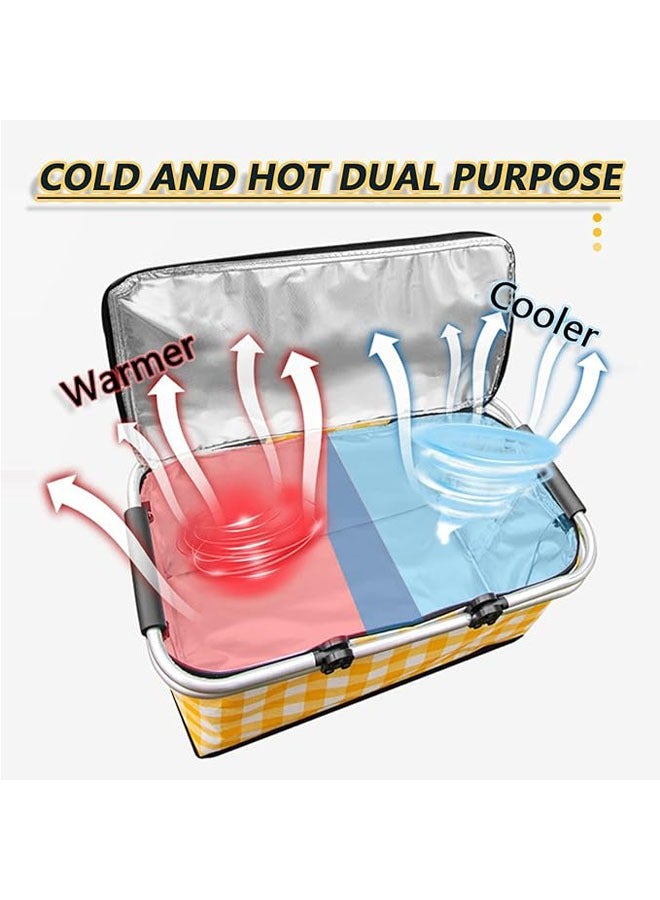 Arabest حقيبة نزهة، سلة نزهة قابلة للطي معزولة، مبرد وسخان، مقاومة للتسرب مع مقبضين وسهلة الحمل للنزهات الخارجية، التسوق، الشواء، الحفلات، التخييم، السفر إلى الشاطئ (43 * 23 * 23 سم) - Image 2