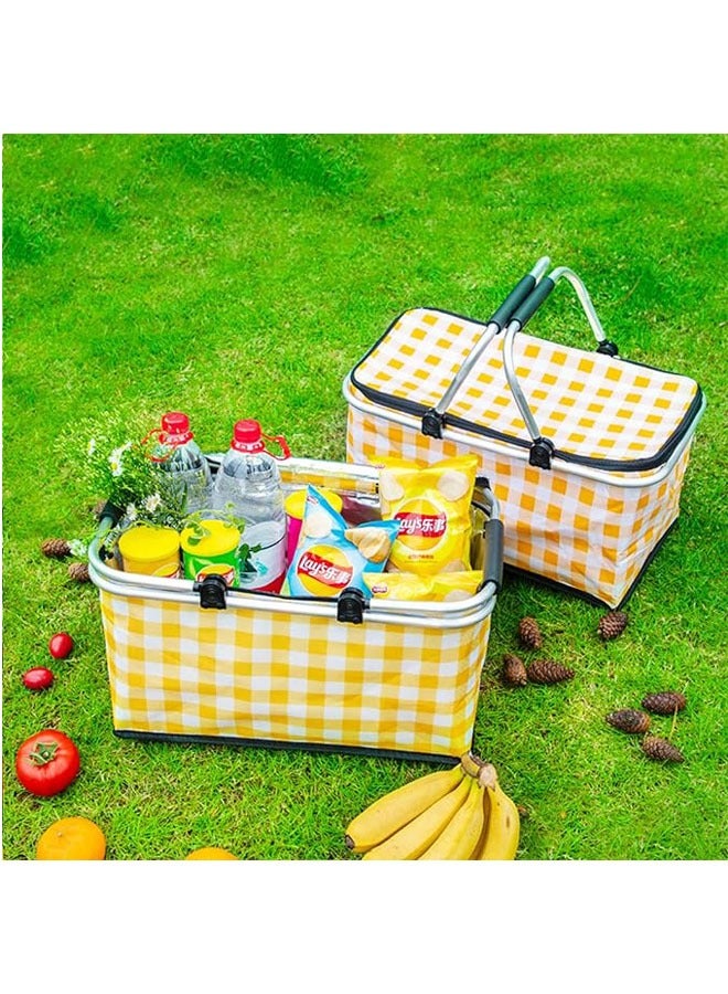 Arabest حقيبة نزهة، سلة نزهة قابلة للطي معزولة، مبرد وسخان، مقاومة للتسرب مع مقبضين وسهلة الحمل للنزهات الخارجية، التسوق، الشواء، الحفلات، التخييم، السفر إلى الشاطئ (43 * 23 * 23 سم) - Image 3