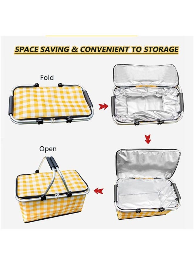 Arabest حقيبة نزهة، سلة نزهة قابلة للطي معزولة، مبرد وسخان، مقاومة للتسرب مع مقبضين وسهلة الحمل للنزهات الخارجية، التسوق، الشواء، الحفلات، التخييم، السفر إلى الشاطئ (43 * 23 * 23 سم) - Image 5