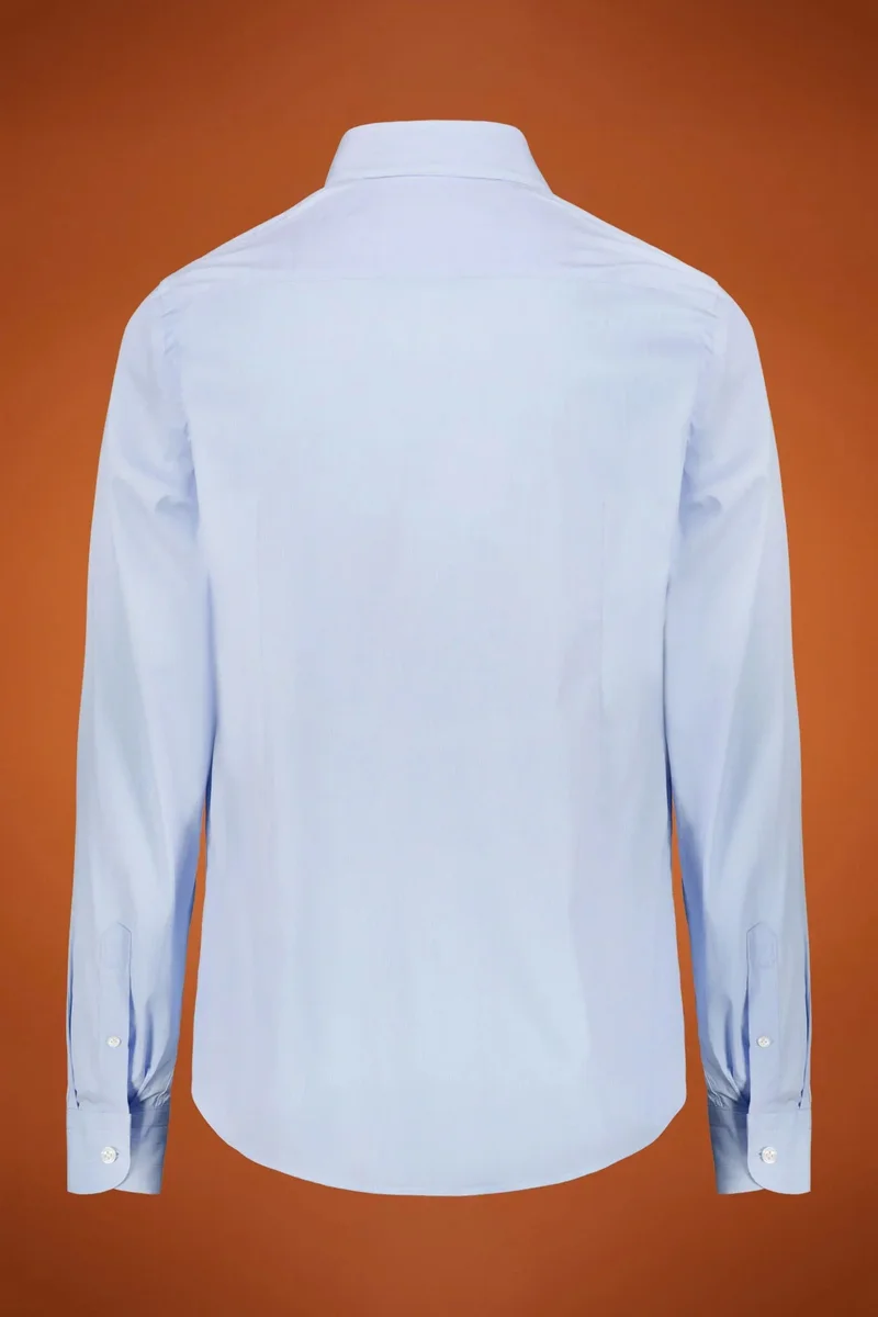 دوبل غانغر Men's tech shirt classic collar nylon fabric regular fit - White/Sky