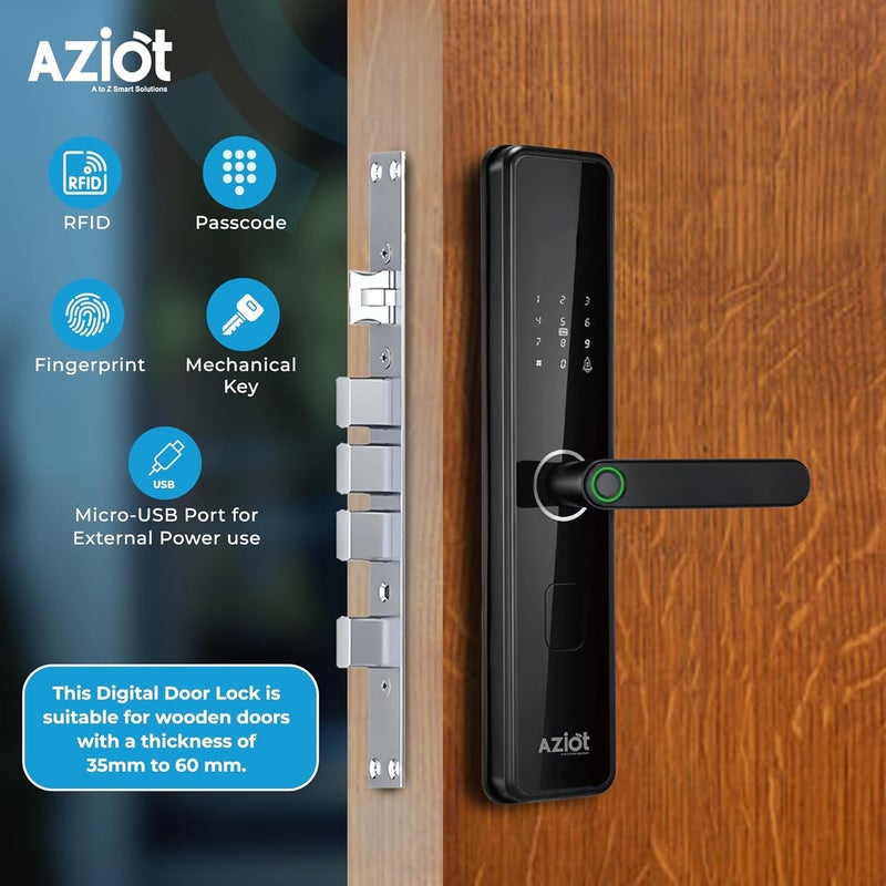 Aziot Essence Digital Fingerprint Door Lock HighSecurity Digital Keyless Entry with Fingerprint Passcode RFID and Manual Key Access - Image 5