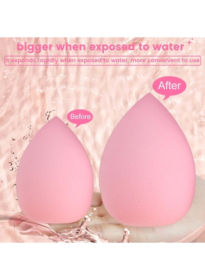 20PCS Pink Makeup Sponge Set, Beauty Blender Kit with Reusable Clean Sponge, Hair Band, Face Puff, Soft Foundation Sponges for Liquid Cream Powder, Wet & Dry Dual Use, Non-Latex Blending Sponges for Flawless Makeup - Image 4