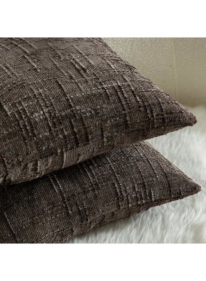 Mandioo Pack of 2 Solid Decorative Soft Chenille Coffee Cushion Covers 40x40cm 16x16 Inch Lumbar Accent Solid Throw Pillow Case Soft Cozy Luxury Pillow Covers for Sofa Couch Bedroom - Image 5