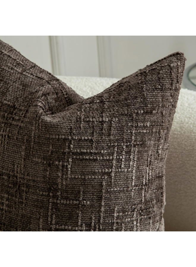Mandioo Pack of 2 Solid Decorative Soft Chenille Coffee Cushion Covers 40x40cm 16x16 Inch Lumbar Accent Solid Throw Pillow Case Soft Cozy Luxury Pillow Covers for Sofa Couch Bedroom - Image 3