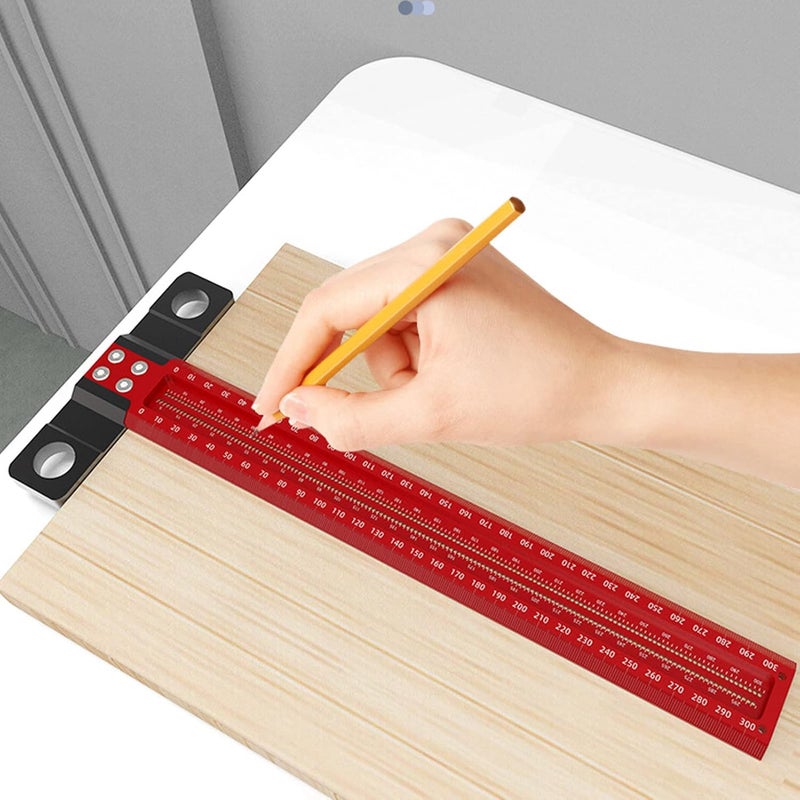 T Square Aluminum Alloy Carpenter Square Ruler, Woodworking T Ruler with Clear Metric Scale, 90 Degree Scriber Tool for DIY Crafting and Precision Marking - Image 3