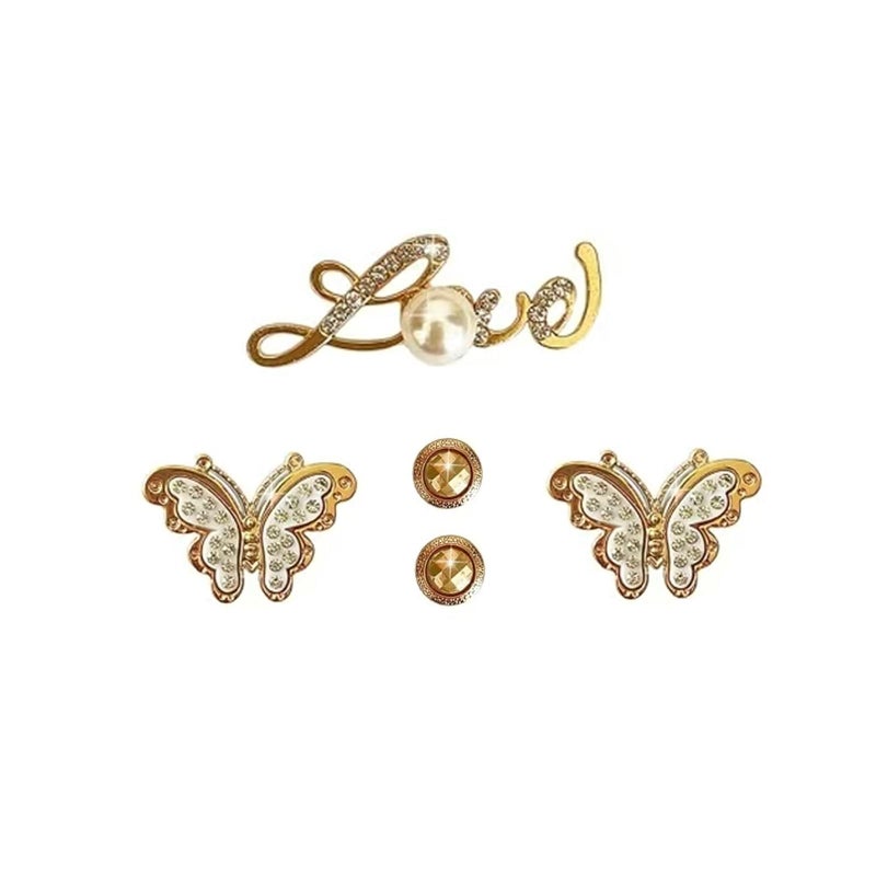 vshougou Golden Bling Butterfly Decoration Charms fits for Clog Sandals,Rhinestones Bling Chain Charms Cute Designer Shoe Decoration Gifts for Girls Women Adults - Image 4