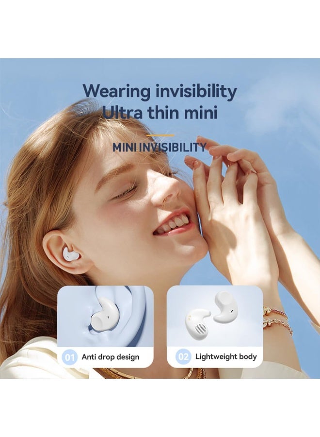 Arabest Sleep Earbuds Bluetooth in Ear Light-Weight Headphones, Mini Invisible Earplugs Small Design for Side Sleepers, 58H Playtime with Charging Case, Clear Calls& Noise Block, Off White - Image 4