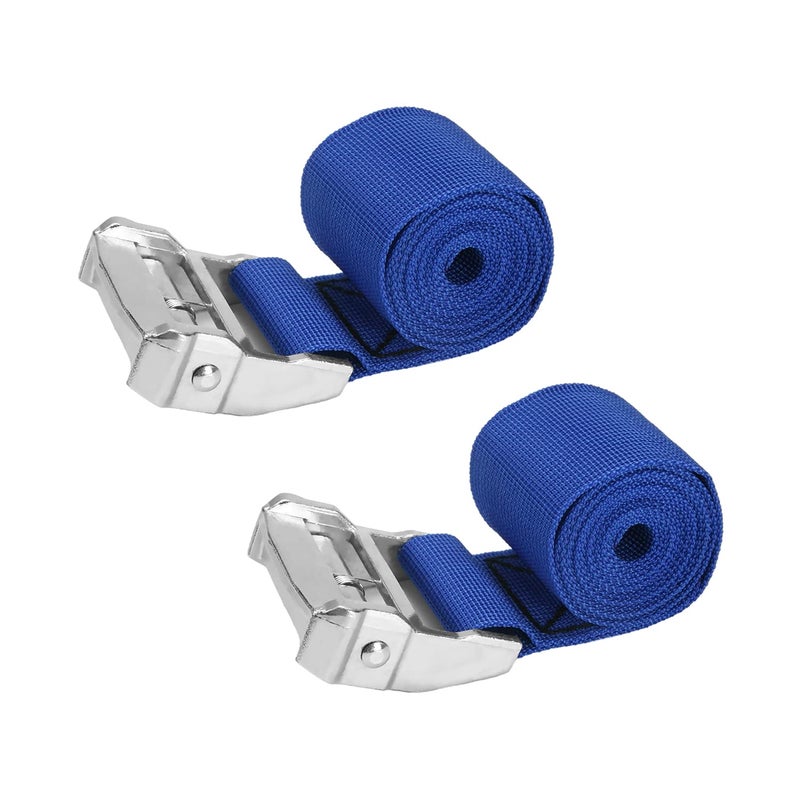 Yinpecly Lashing Strap 2" x5ft Adjustable Tie Down Cam Straps Cargo Packing Strap with Buckles up to 1102lbs for Kayak, Roof Racks, Motorcycle, Car, Truck, Boat, Trailer Blue 2Pcs - Image 1