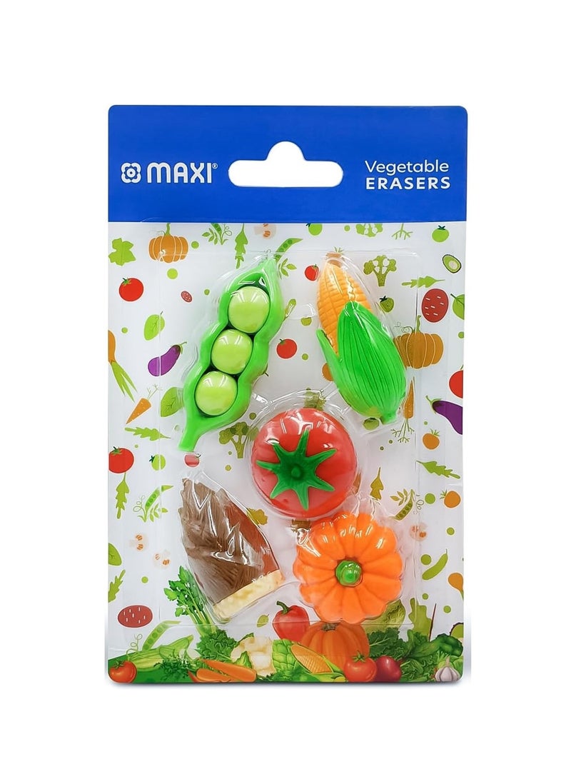 Maxi ممحايات تصميم الخضروات ثلاثية الأبعاد 5 قطع متعددة الألوان - Image 1