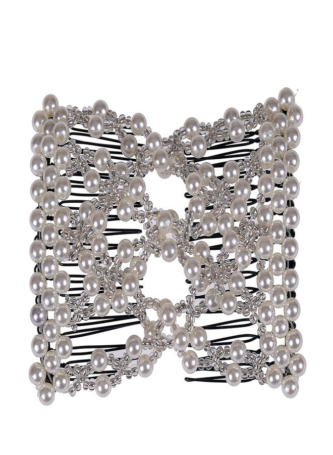 Lovef Easy Comb Magic Hair Comb Stretchy Beaded Hair Comb in Green (White) - Image 1