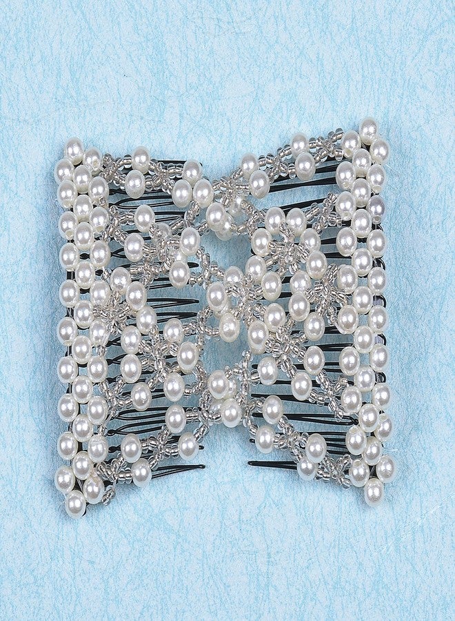 Lovef Easy Comb Magic Hair Comb Stretchy Beaded Hair Comb in Green (White) - Image 2