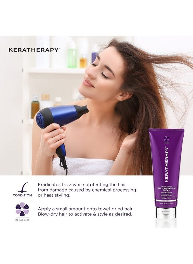 KERATHERAPY كريم تنعيم يومي غني بالكيراتين 6.8 أونصة سائلة 200 مل كريم تنعيم يومي حائز على جائزة أفضل مبيعات لتنعيم الشعر بالكولاجين وزيت الجوجوبا وزيت القمح والأرجان  - Image 5