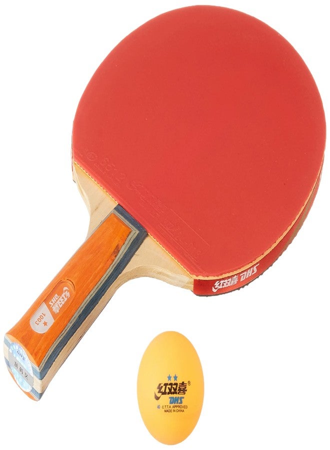 دي إتش أس مضرب تنس الطاولة A1003 DHS مع كرة تنس الطاولة DHS 40MM نجمتين برتقالية (علبة 80 قطعة) - Image 1