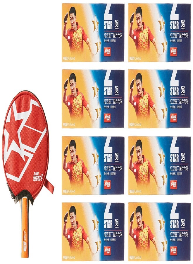 دي إتش أس مضرب تنس الطاولة A1003 DHS مع كرة تنس الطاولة DHS 40MM نجمتين برتقالية (علبة 80 قطعة) - Image 3