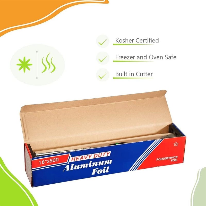 ROLLXY 18" x 500' Food Service Heavy Duty Aluminum Foil Roll - Image 3