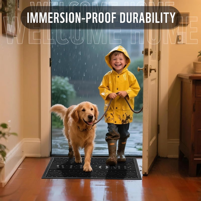 Yimobra Welcome Door Mat, Heavy Duty Sturdy Front Door Mat for Home Entrance, Garage and Garden Outside Entryway Floor Mat, Non Slip, Fade Resistant, Easy Clean, 29.5 x 17 Inch, Black - Image 5