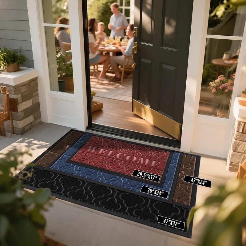Yimobra Welcome Door Mat, Heavy Duty Sturdy Front Door Mat for Home Entrance, Garage and Garden Outside Entryway Floor Mat, Non Slip, Fade Resistant, Easy Clean, 29.5 x 17 Inch, Black - Image 3