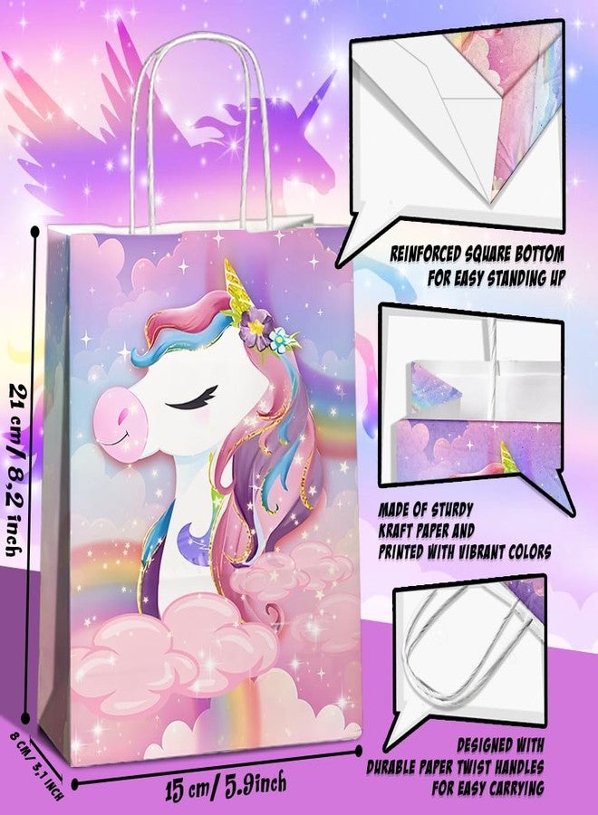 JOYGATHER 24 Pcs Unicorn Party Favor Bags with Handles - Unicorn Goodie Bags Gift Bags. Rainbow Theme Candy Bags, Kraft Paper Bags for Birthday Party Supplies, and Baby Shower Decorations - Image 2