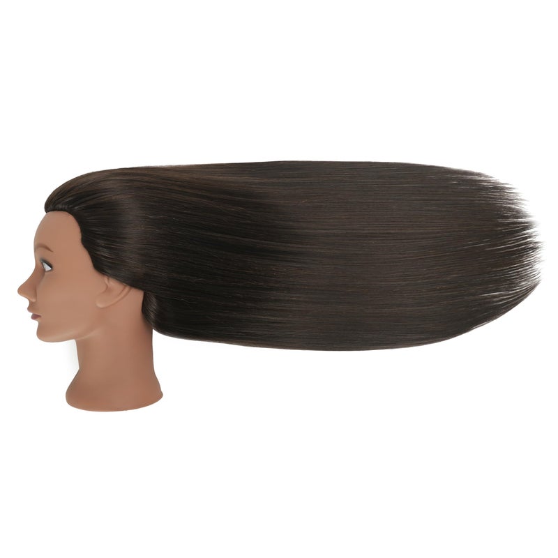 LECIPO 30 inches Brown 80% Human Hair Mannequin Head with Stand for Practice Manikin Doll Style Head Braiding Styling Updos Curling Cutting Cosmetology Barber Training Display - Image 4