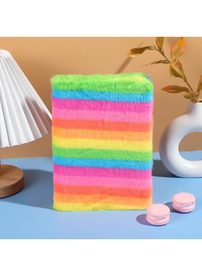 Bluejw Cross-border Rainbow Leopard Cartoon Plush Notebook Student Notepad Internet Popular Girl Heart Princess Hand Book New - Image 1