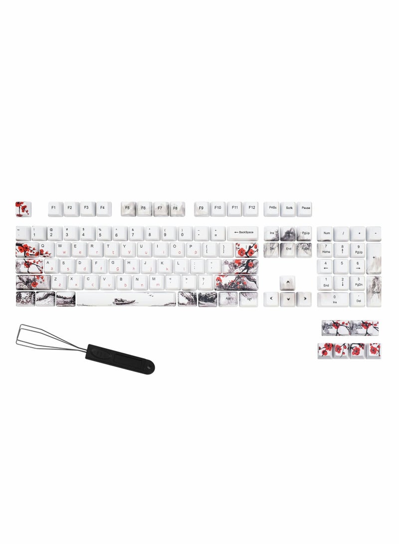 Rubber Keycaps Set, 110 Keys PBT Keycap, Anti-Slip Texture Dye-Sublimation Plum Blossom Cherry Profile Key Cap, DIY Mechanical Keyboard Keycap Set for Mechanical Keyboard - Image 4