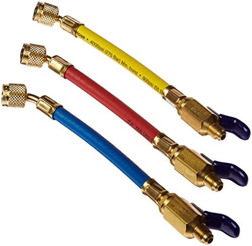 Yellow Jacket 25980 9" FlexFlow and Low Loss Adapter Hoses, Red/Yellow/Blue (Pack of 3) - Image 3
