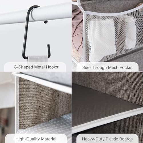 StorageWorks رفوف تخزين 5 رفوف معلقة للخزانة، منظمات الملابس والتخزين، 13" عمق × 15" عرض × 47 ¾" ارتفاع، رمادي - Image 3