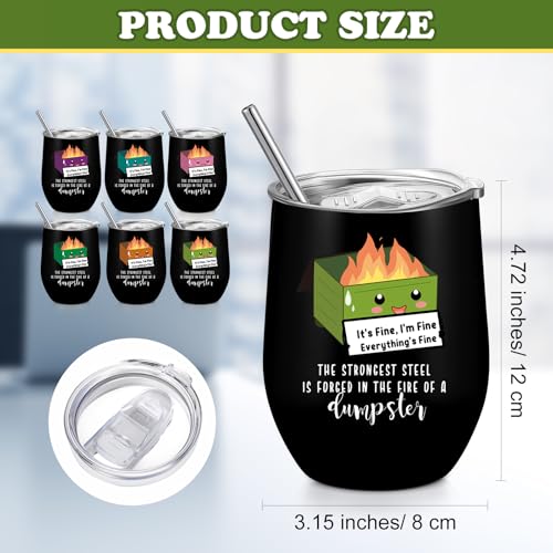 Skylety Funny Coworker Gifts Bulk Dumpster Fire Tumblers Employee Appreciation Gifts Office Humor Insulated Coffee Cups with Lid Straw Teacher Nurse Staff Gift EMS CNA WeekBlack6 Pcs - Image 3