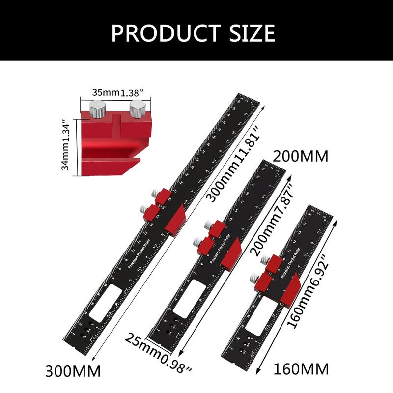 160mm Professional Woodworking Scribing Ruler Inch Metric Track Slide Measuring Marking Gauge - Image 4