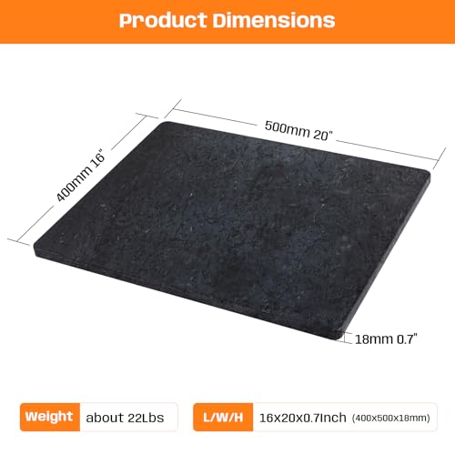 Adolif Black Marble Cutting Board For Kitchen, Large Marble Slab Pastry Board With Non-Slip Feet For Baking, Cheese, Charcuterie, Chocolate, 16x20 Inch, Pack Of 1 Piece - Image 2