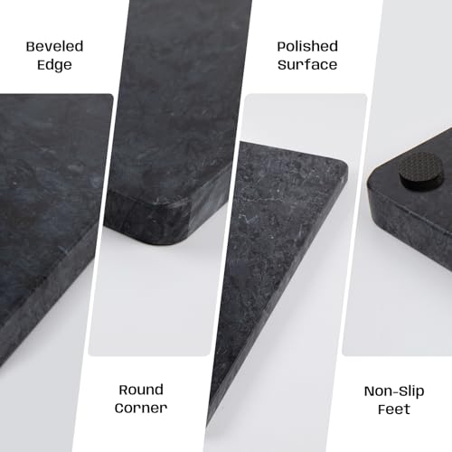 Adolif Black Marble Cutting Board For Kitchen, Large Marble Slab Pastry Board With Non-Slip Feet For Baking, Cheese, Charcuterie, Chocolate, 16x20 Inch, Pack Of 1 Piece - Image 4