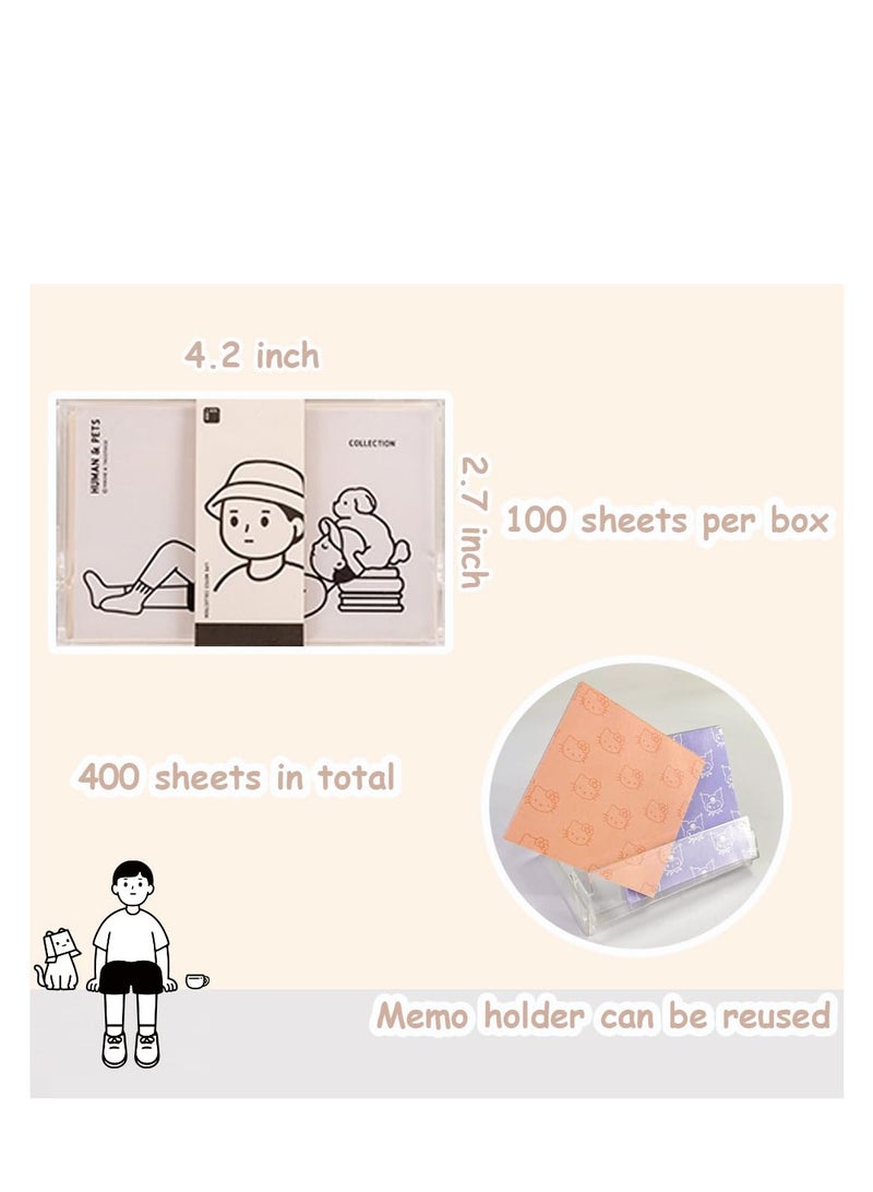 Excefore Cute Memo Pad, with Acrylic Sticky Note Holder, Colored Non-Sticky Notes, Mini Funny Note Pads, Aesthetic Message Pads, for Office, School Supplies  - Image 3