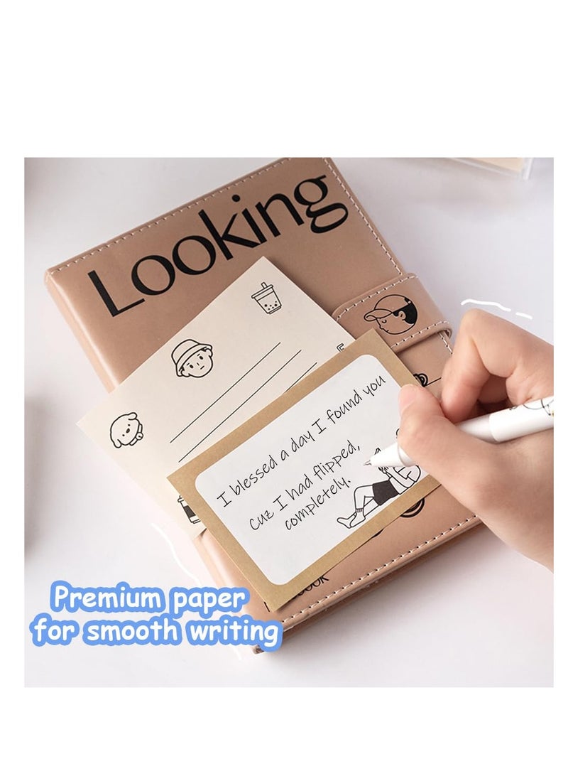 Excefore Cute Memo Pad, with Acrylic Sticky Note Holder, Colored Non-Sticky Notes, Mini Funny Note Pads, Aesthetic Message Pads, for Office, School Supplies  - Image 5
