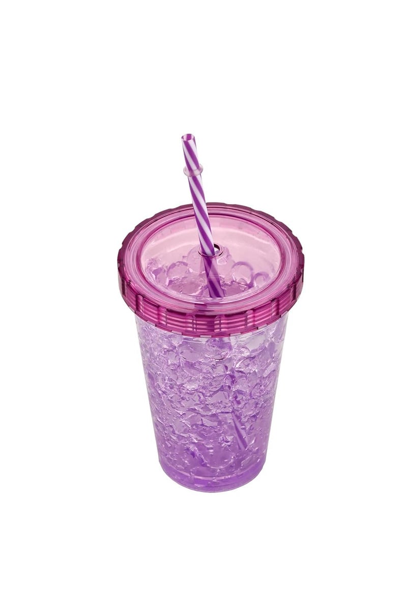 Shopsidex Plastic Mug Bottle Jelly Sipper Gel Feezer Sipper Icecream Cup with Straw for Cold Water and Drinks Purple - Image 2