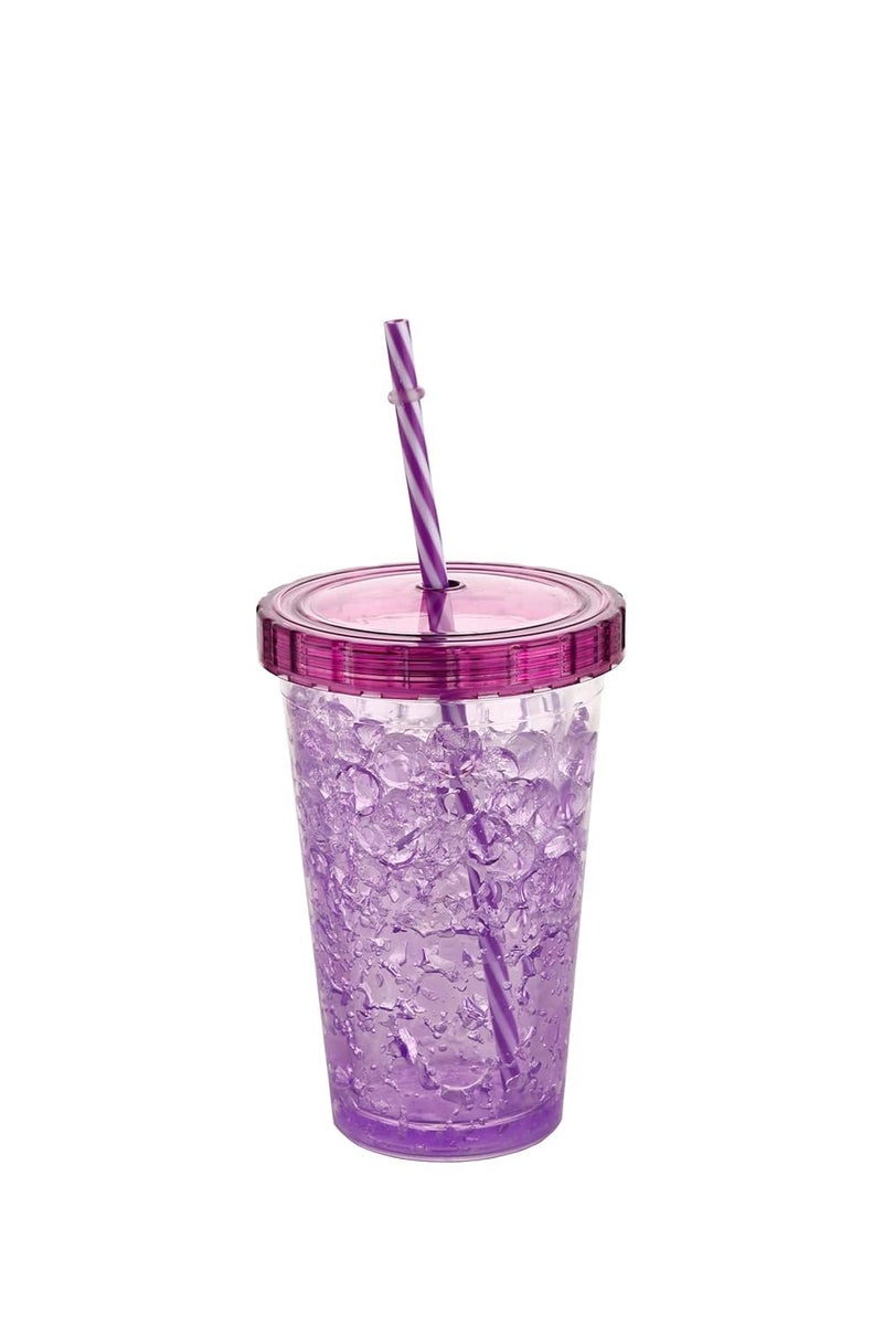 Shopsidex Plastic Mug Bottle Jelly Sipper Gel Feezer Sipper Icecream Cup with Straw for Cold Water and Drinks Purple - Image 3