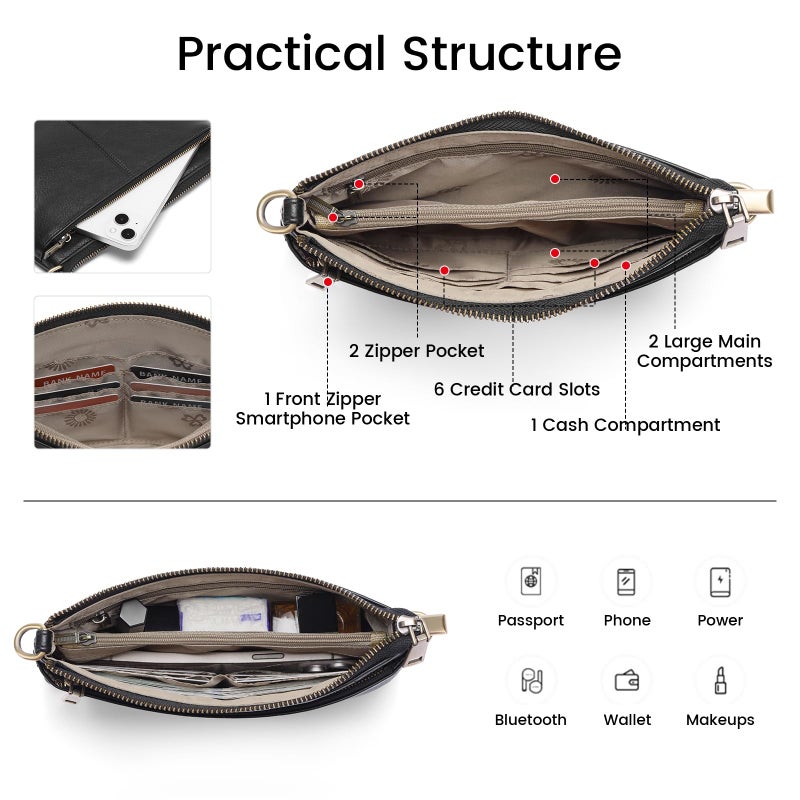 SENDEFN Leather Crossbody Bag for Women Small Clutch Purses Crossbody Shoulder Handbag Wallet Purses RIFD Card Slots - Image 3